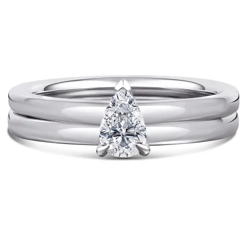 White Gold Pear Diamond Bridal Set - White Blossom